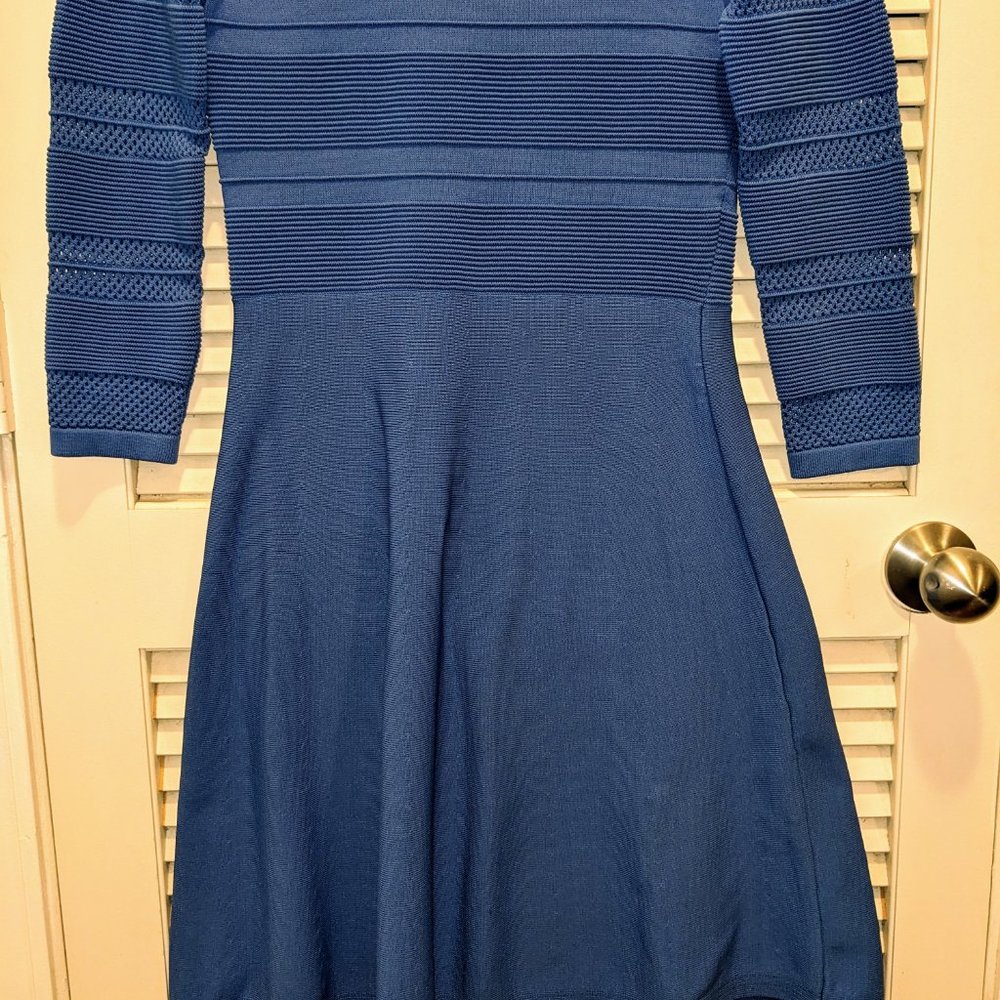 NWOT Vince Camuto Dress Blue Casual Knit Flare Women's Small Stretchy Spring - Picture 6 of 9